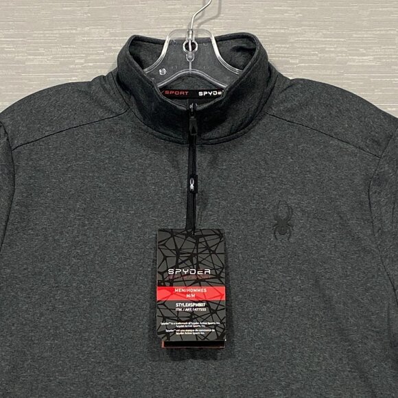 SPYDER 1/4 Zip Pullover Shirt Mens Medium Grey Base Layer Quick Dry - Picture 6 of 13